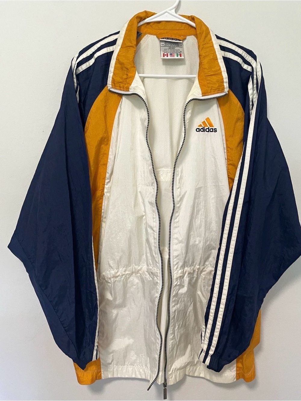Vintage adidas Men’s White Navy & Gold Windbreaker Jacket